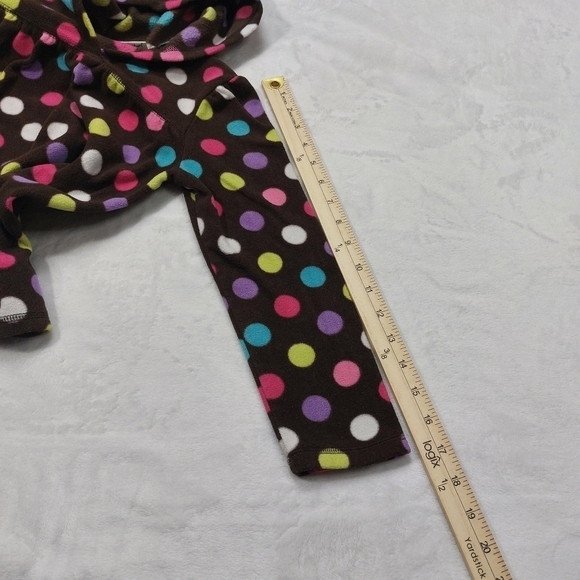 JUMPING BEANS GIRLS BROWN POLKA DOT FLEECE HOODED LONG SLEEVE SHIRT SIZE 6X - Picture 3 of 6